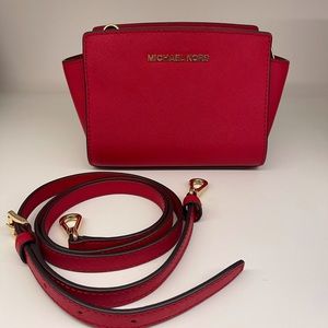 Michael Kors Mini Selma Saffiano Crossbody Red Cherry